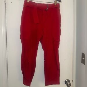 Banana Republic Vibrant Red Tie-Waist Cargo Pants